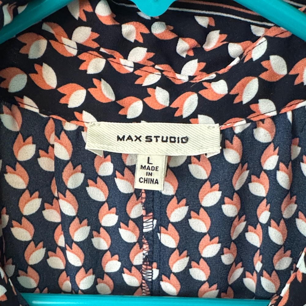 Max Studio Navy And Orange Patterned Jumpsuit - image 2